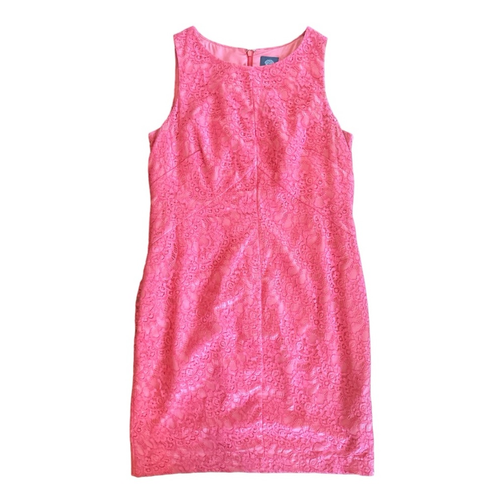 Vince Camuto Sleeveless Lace Sheath Dress in Coral size 12